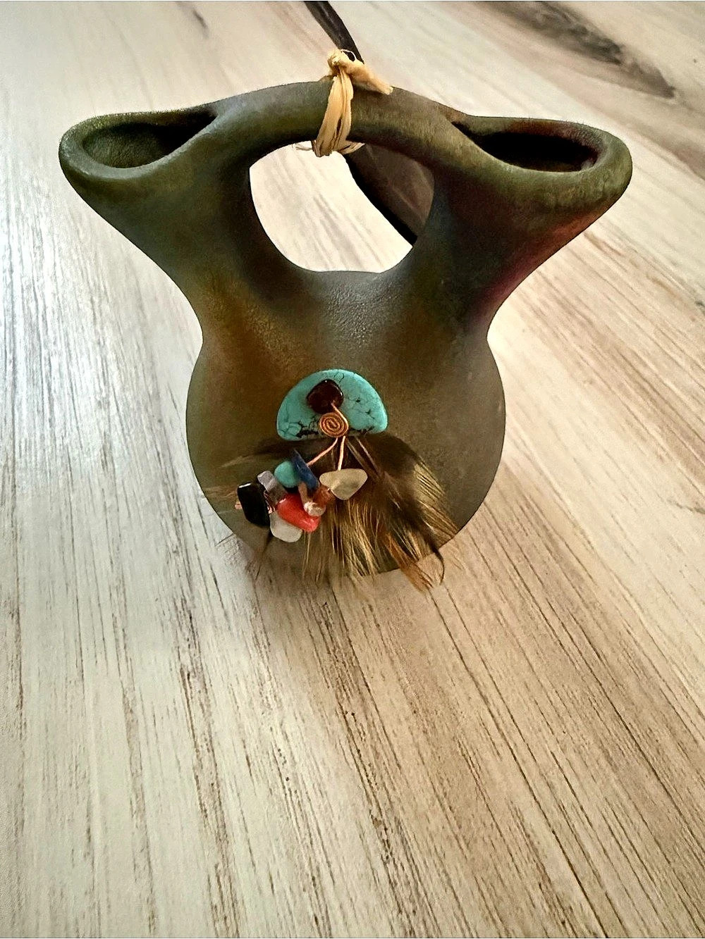 Raku Wedding Vase Green & Brown